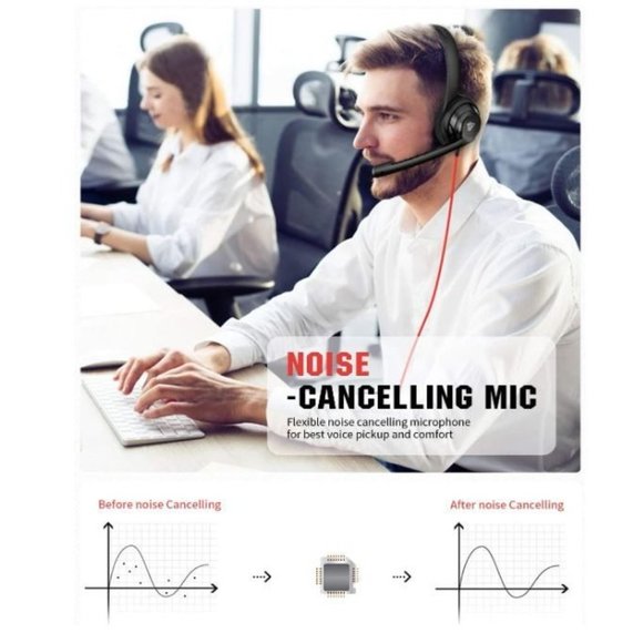 NUBWO HW02 USB Headset with Microphone Noise Cancelling in-line Control - Picture 3 of 8